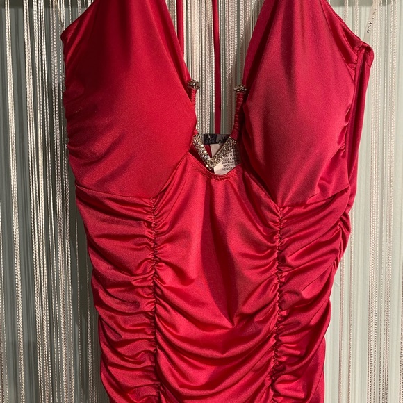 Fuchsia Ruched Mini Dress Size Small NWT - Picture 6 of 17